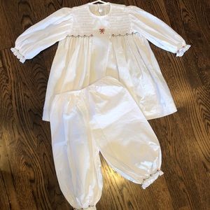 Beautiful smocked/bloomer Christmas Xmas outfit